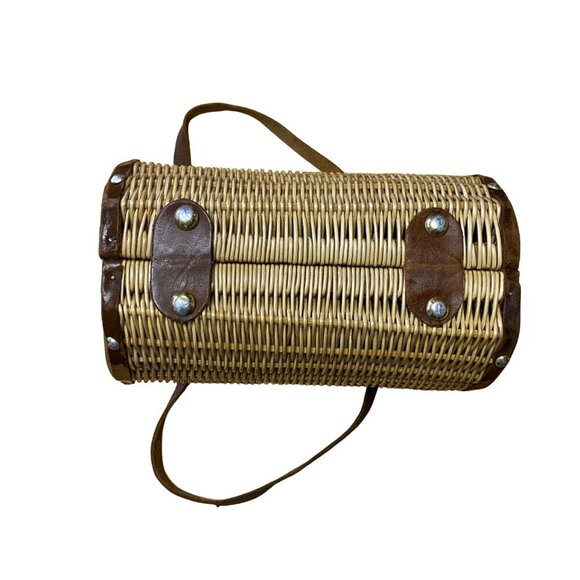 VINTAGE 1950's LINED WICKER RATTAN PURSE "Handmade in British Hong Kong" Label - Picture 6 of 7